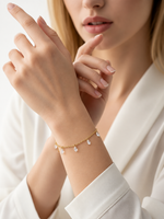 Dainty Gold Round Crystal Charm Chain Bracelet