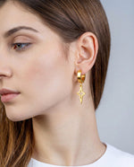 Geometric Star, Circle Cone Earrings, Modern Minimalist Gold Plated