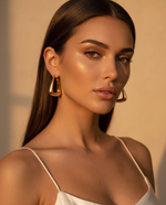 Pavé C-Curve Stud Earrings, 18k Gold Plated