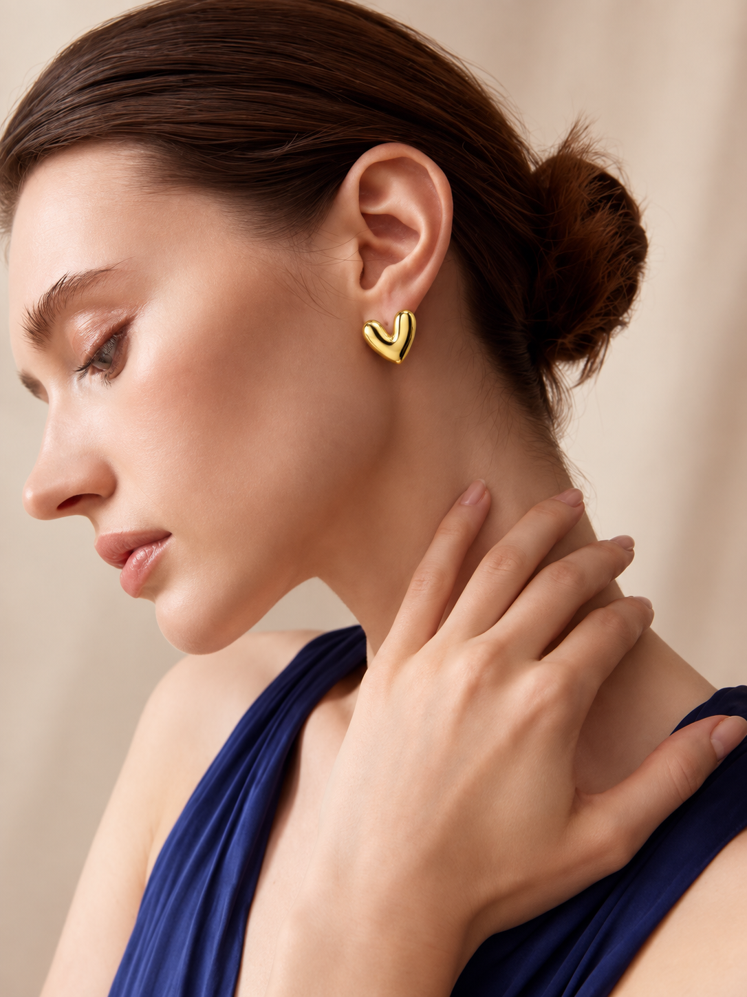 Chunky Gold Plated Heart Earrings - 25 x 22 mm