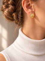 Gold Plated Shell Cut Stud Earrings