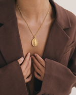 Virgin Mary & Cross Necklace, Gold Plated, Religious Jewelry