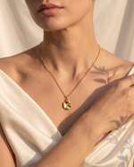 Round Domed Pendant Necklace - Gold Plated, Raised Texture