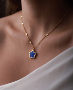 Flower & Shell Pendant Necklace, Gold Plated, Nature-Inspired