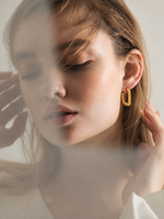 Open C Hoop Earrings, Gold Plated, Everyday Wear