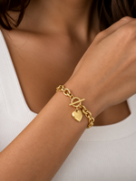Chunky Gold Heart Chain Bracelet, Oversized Links
