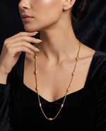Oval Gold Plated Beads Necklace