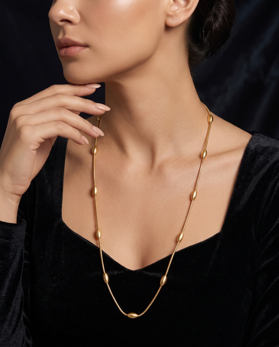 Oval Gold Plated Beads Necklace
