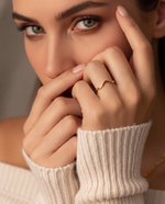 Sculptural Curved Ring, Angular Pointed Edge, Gold Plated