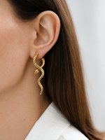 Snake Motif Gold Plated Earrings, Vintage-Inspired