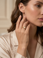 Square Pearl & Tiger's Eye Ring - 18K Gold Plated, Adjustable