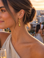Twisted Geometric Line Earrings - Minimalist Gold Statement, 18k Gold Plated