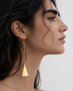 Triangle Pendant Drop Earrings, Gold Plated