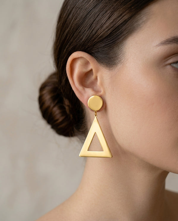 Minimalist Triangle Stud Earrings, Gold Plated