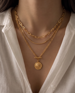 Gold Plated Link Chain Necklace, Star Charms, Statement Layered Look