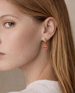 Red Lips Hooped Earrings - Gold Plated