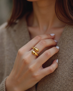 Minimalist Open Band Ring - Polished Gold Plated, Adjustable