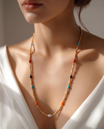 Mixed Color Dots Adhesive Necklace 40+5cm+6mm Round Plaque Gold Plated