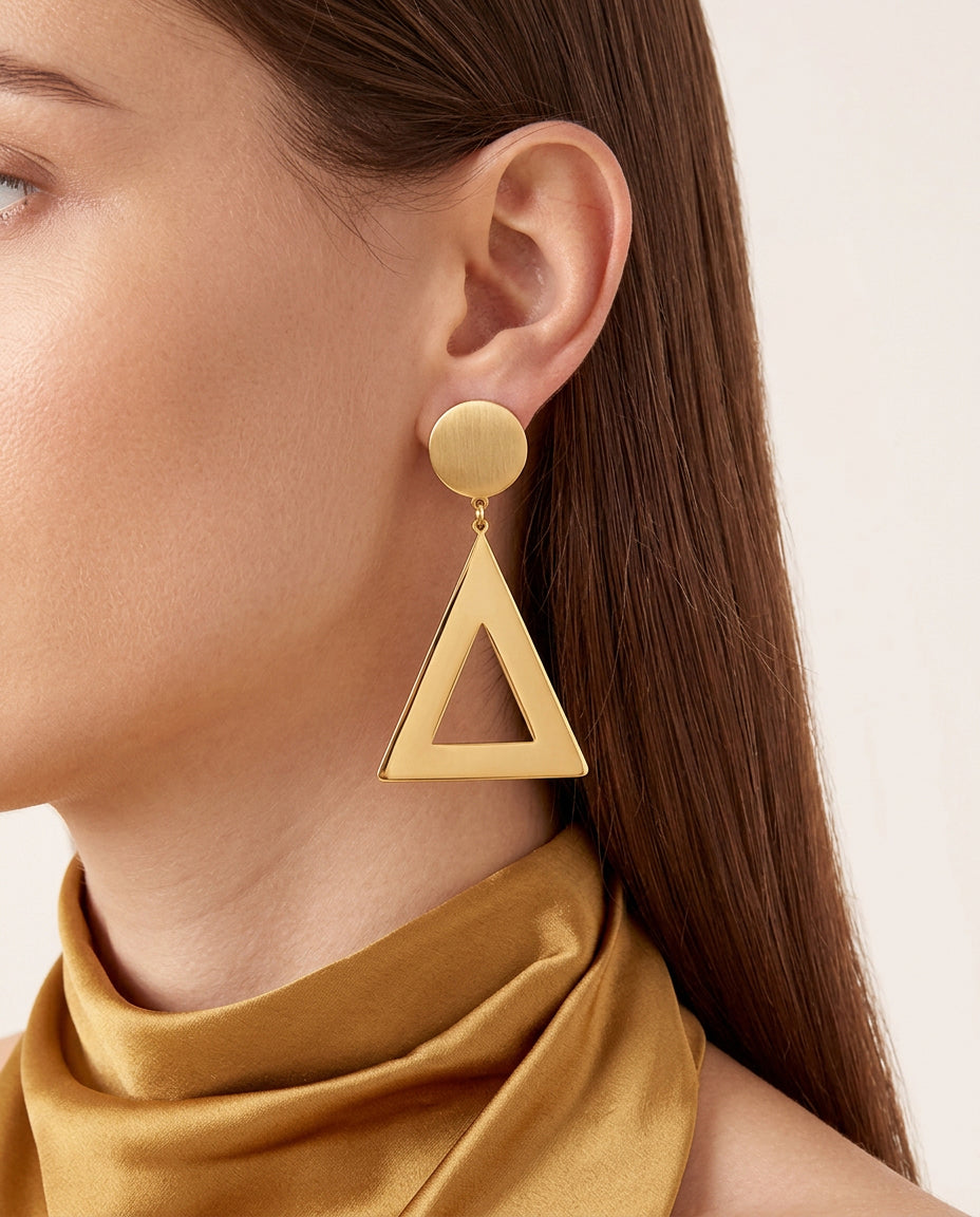 Minimalist Triangle Stud Earrings, Gold Plated