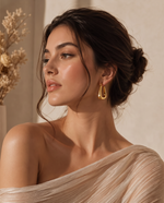 Pavé C-Curve Stud Earrings, 18k Gold Plated