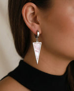 Shell Charm Drop Hoop Earrings, Minimalist Design - Gold Plated