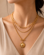 Gold Plated Link Chain Necklace, Star Charms, Statement Layered Look