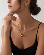 Asymmetric Triple Circle Necklace, Modern Minimalist Gold Plated