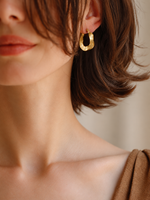 18K Gold Plated Textured Square Hoop Earrings