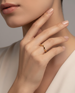 Sculptural Curved Ring, Angular Pointed Edge, Gold Plated