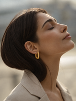 Open C Hoop Earrings, Gold Plated, Everyday Wear