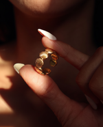 Gold Plated Shell Disc Ring - Coastal Signet Style