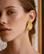 Fan Shape Gold Plated Stud Earrings