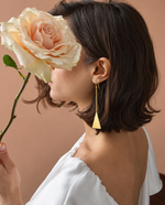Triangle Pendant Drop Earrings, Gold Plated