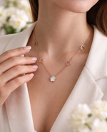 Flower Pendant Necklace - Enamel Detail, Gold Plated