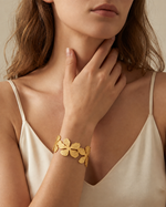 Triple Flower Open Cuff Bracelet – 18K Gold Plated, 32.8mm Wide