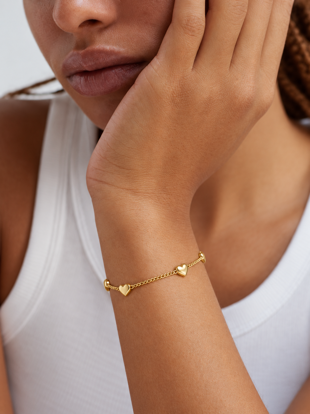 Gold Peach Heart Charm Bracelet – 18k Gold Plated