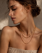 Three-Tier Layered Necklace – Mixed Chain Styles, Gold Plated