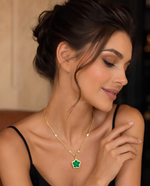 Flower & Shell Pendant Necklace, Gold Plated, Nature-Inspired