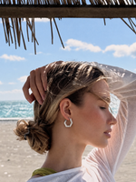Gold Plated Hexagon C-Hoop Stud Earrings, Geometric