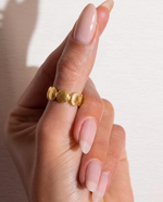 Gold Plated Shell Disc Ring - Coastal Signet Style