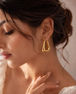 Pavé C-Curve Stud Earrings, 18k Gold Plated