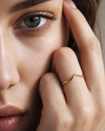 Sculptural Curved Ring, Angular Pointed Edge, Gold Plated