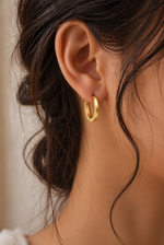 Minimalist Gold Plated Curved Surface Stud Earrings