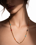Mixed Color Dots Adhesive Necklace 40+5cm+6mm Round Plaque Gold Plated