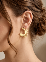 Modern Minimalist Gold Plated C-Shape Hoop Earrings