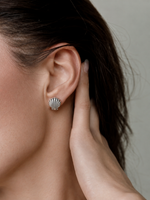 Gold Plated Shell Cut Stud Earrings