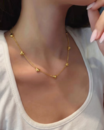 Gold Peach Heart Pendant Necklace – 8-Charm Design, 40.5cm