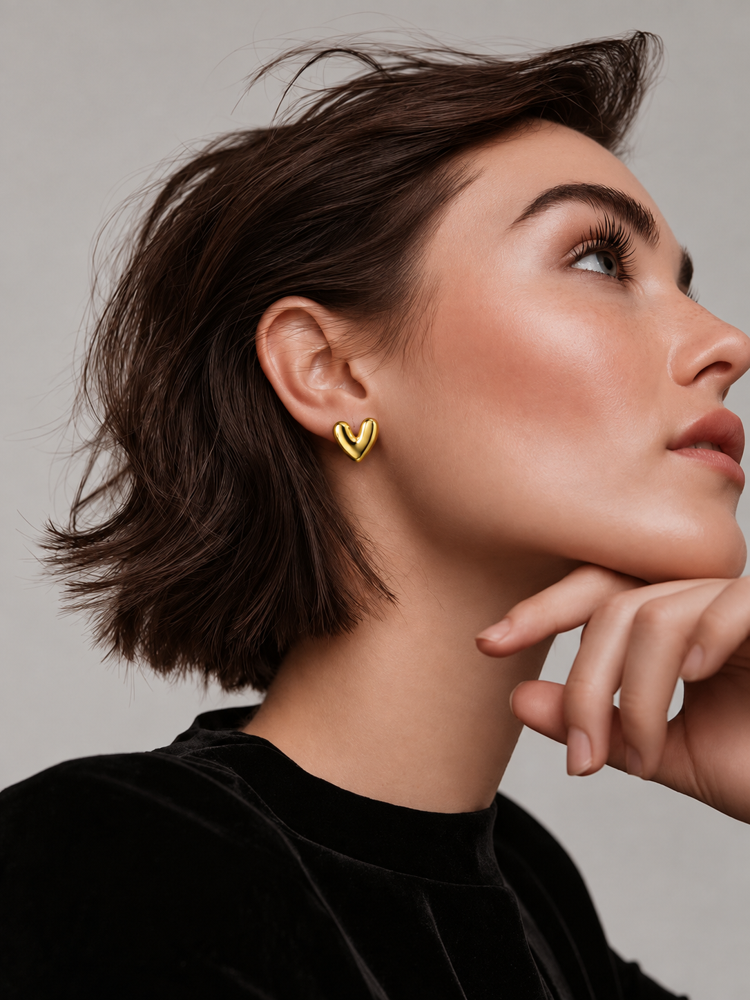 Chunky Gold Plated Heart Earrings - 25 x 22 mm