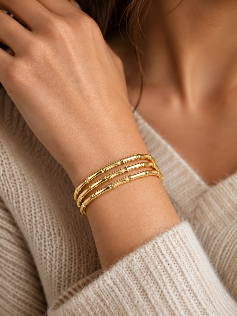 Graduated Gold Open Cuff Bracelet – Tapered 3.6–18mm Wide