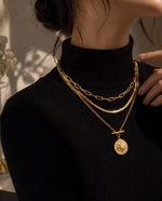 Gold Plated Link Chain Necklace, Star Charms, Statement Layered Look